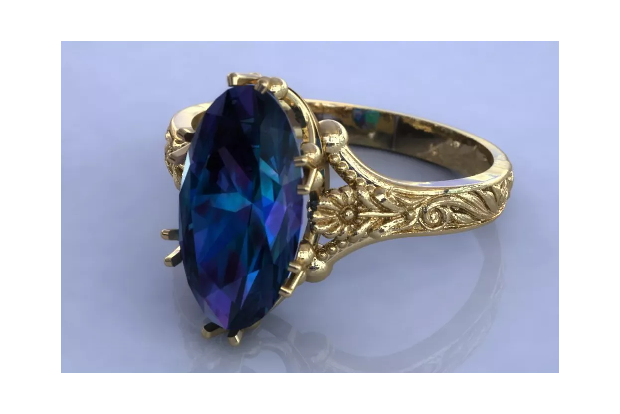 Vintage bijuterii Inel Alexandrit Aur galben 14K vrc084y